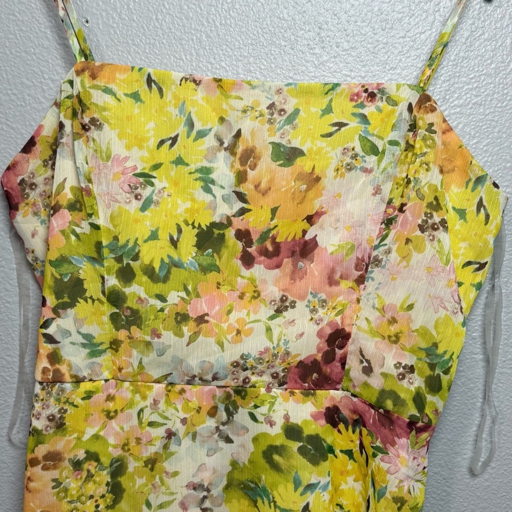 Full Tilt Yellow Spaghetti Strap Floral Sundress Size S - Picture 3 of 7